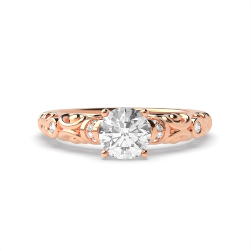 4 Prong Round Rose Gold Vintage Wedding Engagement Rings