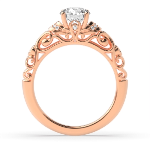 4 Prong Round Rose Gold Vintage Wedding Engagement Rings