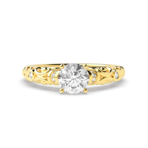 4 Prong Round Yellow Gold Vintage Engagement Rings