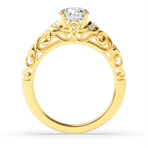 4 Prong Round Yellow Gold Vintage Engagement Rings