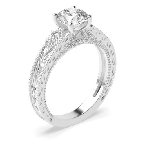 3 carat 4 Prong Setting Round Shape Vintage Style Engagement Ring