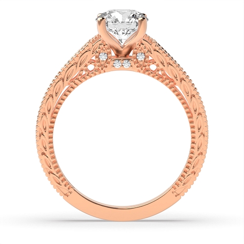 4 Prong Round Rose Gold Heirloom Vintage Wedding Engagement Rings