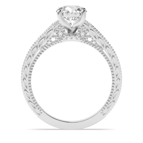 4 Prong Round Vintage Side Stone Diamond Ring