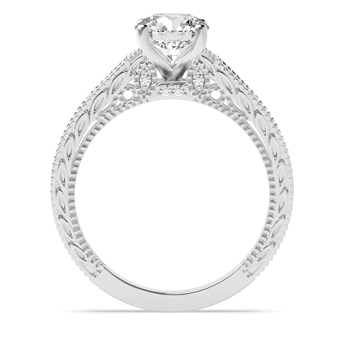 4 Prong Round Heirloom Side Stone Engagement Rings