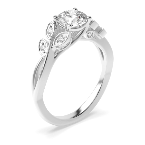 4 Prong Round Platinum Unique Engagement Rings