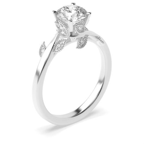 Buy 4 Prong Setting Round Shape Engagement Diamond Ring - Abelini