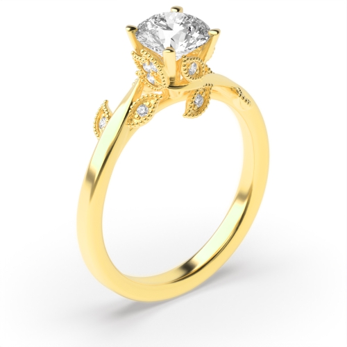Buy 4 Prong Setting Round Shape Engagement Diamond Ring - Abelini
