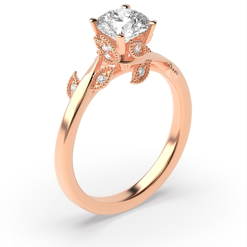 4 Prong Round Rose Gold Heritage glow Vintage Wedding Engagement Rings