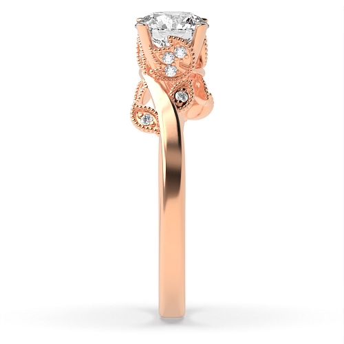 4 Prong Round Rose Gold Heritage glow Vintage Wedding Engagement Rings