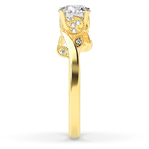 4 Prong Round Yellow Gold Heritage glow Vintage Engagement Rings