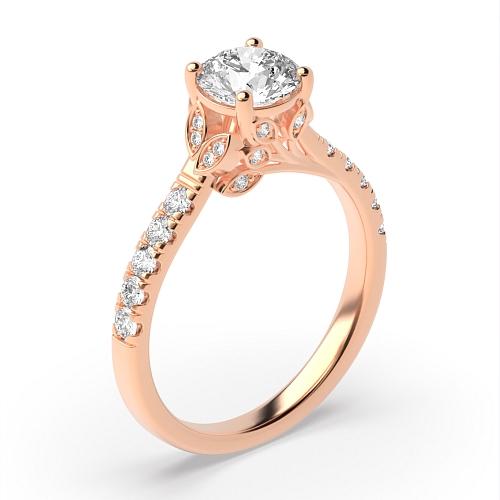 4 Prong Round Rose Gold Starlight Vintage Wedding Engagement Rings