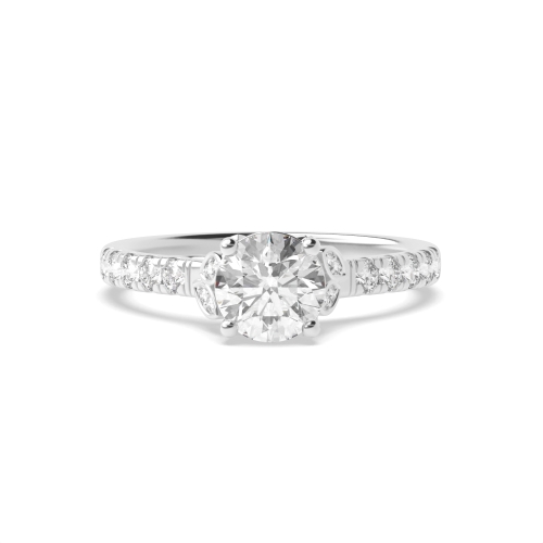 4 Prong Round Starlight Flank Side Stone Diamond Ring