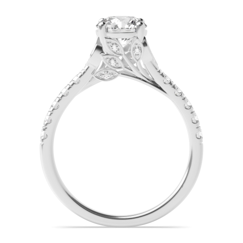 4 Prong Round Starlight Flank Side Stone Diamond Ring