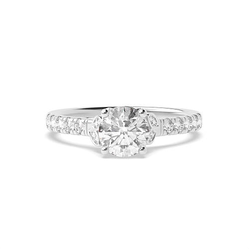 4 Prong Round Starlight Side Stone Engagement Rings