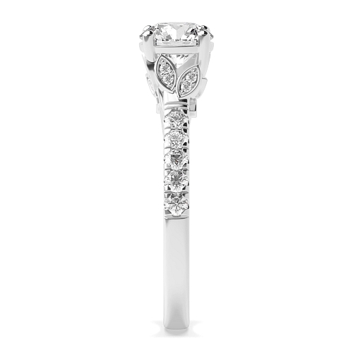 4 Prong Round Starlight Side Stone Engagement Rings