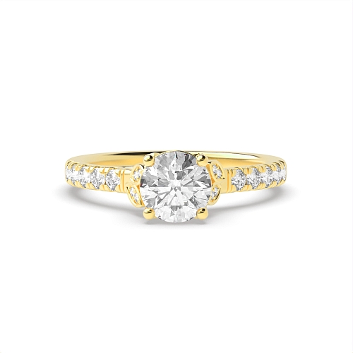 4 Prong Round Yellow Gold Starlight Vintage Engagement Rings
