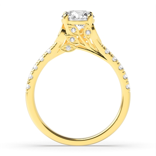 4 Prong Round Yellow Gold Starlight Vintage Engagement Rings