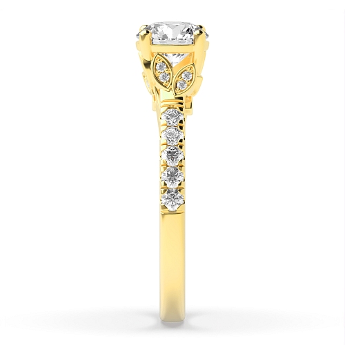 4 Prong Round Yellow Gold Starlight Vintage Engagement Rings