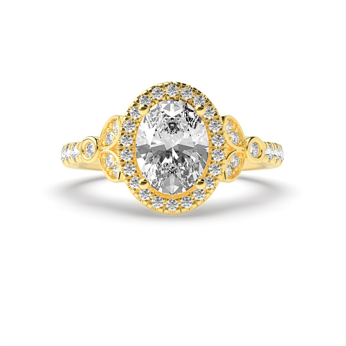 4 Prong Oval Yellow Gold Unique high set Engagement Rings