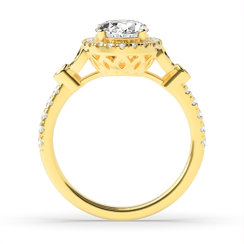 4 Prong Oval Yellow Gold Unique high set Engagement Rings