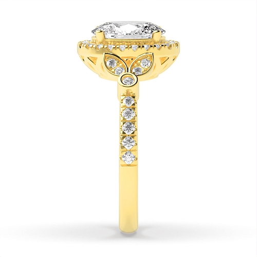 4 Prong Oval Yellow Gold Unique high set Engagement Rings