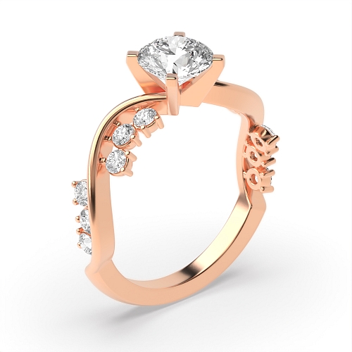 Round Rose Gold Designer curved Unusual Wedding Engagement Rings
