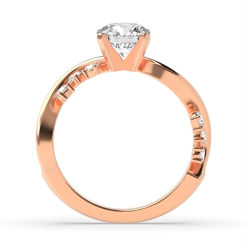 Round Rose Gold Designer curved Unusual Wedding Engagement Rings