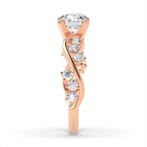 Round Rose Gold Designer curved Unusual Wedding Engagement Rings