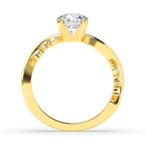 Round Yellow Gold Designer curved Engagement Rings