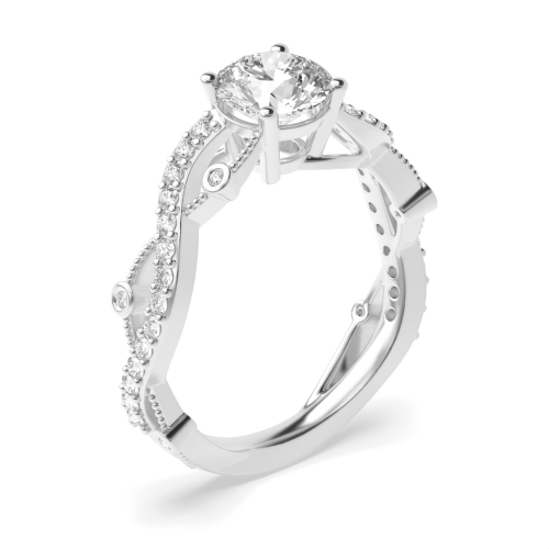 Buy 4 Prong Setting Round Shape Twisted Engagement Ring - Abelini