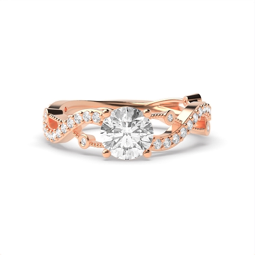 4 Prong Round Rose Gold Twisted Unusual Engagement Rings
