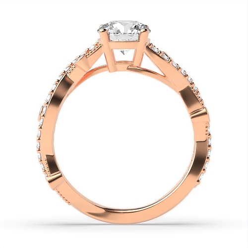 4 Prong Round Rose Gold Twisted Unusual Engagement Rings