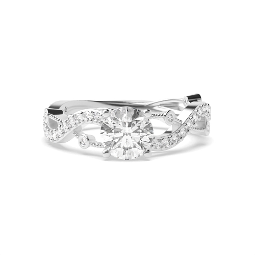 4 Prong Round Twisted Moissanite Engagement Rings