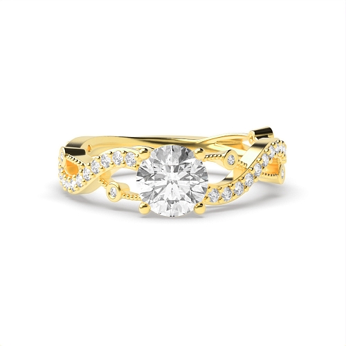 4 Prong Round Yellow Gold Twisted Unusual Engagement Rings