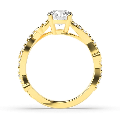 4 Prong Round Yellow Gold Twisted Unusual Engagement Rings