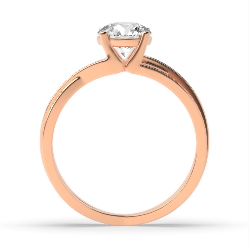 4 Prong Round Rose Gold 3 row Engagement Rings