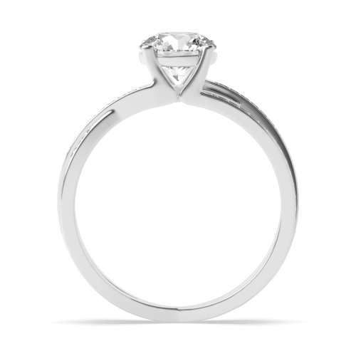 4 Prong Round 3 row Side Stone Engagement Rings