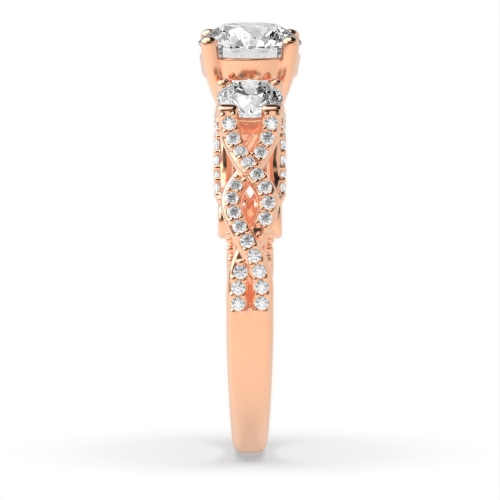 4 Prong Round Rose Gold Vintage Trilogy Engagement Rings