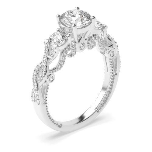 4 Prong Round Vintage Moissanite Engagement Rings