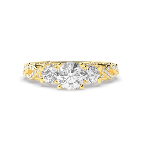 4 Prong Round Yellow Gold Vintage Engagement Rings