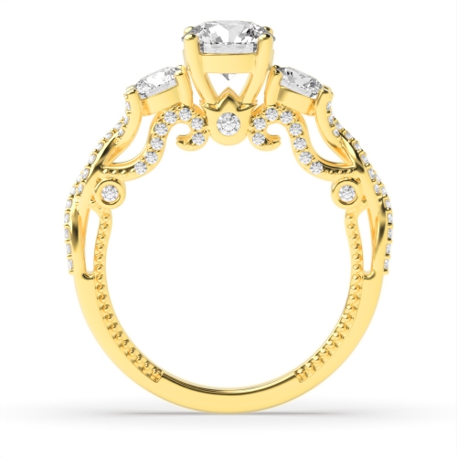 4 Prong Round Yellow Gold Vintage Engagement Rings