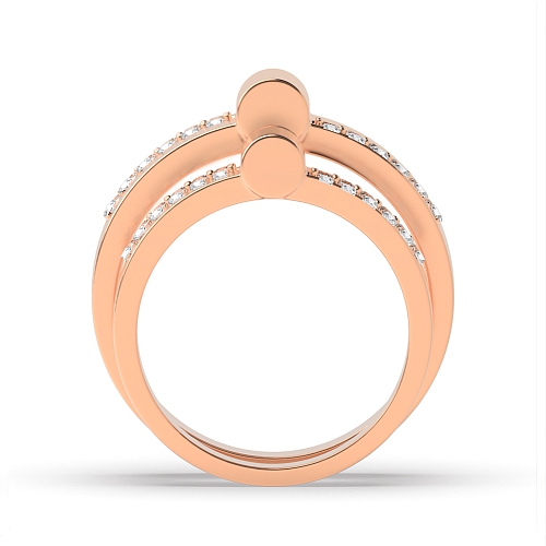 Pave Setting Round Rose Gold Couple bar Couples Engagement Rings
