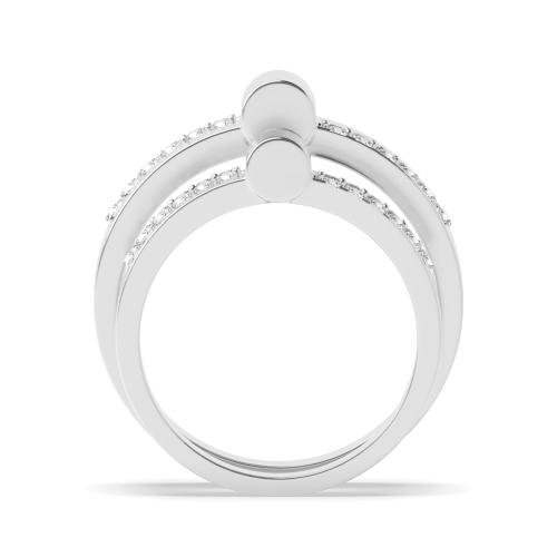 Pave Setting Round White Gold Couple Wedding Diamond Ring