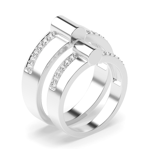 Pave Setting Round Couple bar Couples Engagement Rings
