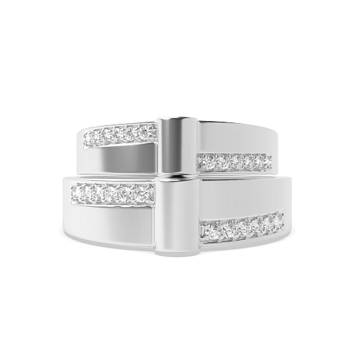 Pave Setting Round Couple bar Couples Engagement Rings