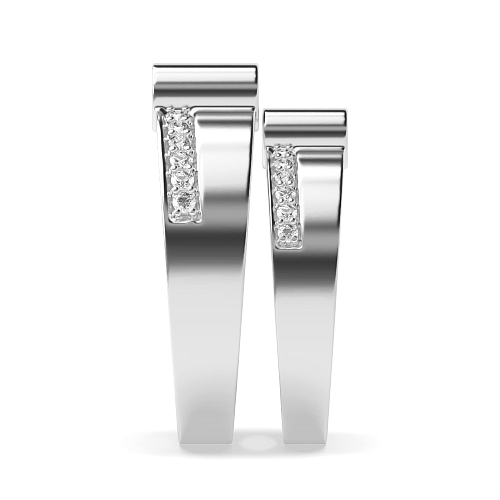 Pave Setting Round Couple bar Couples Engagement Rings