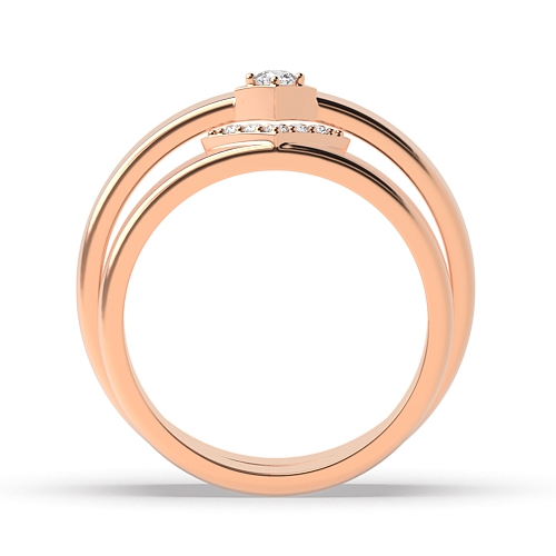 4 Prong Round Rose Gold Couple matching band Couples Engagement Rings