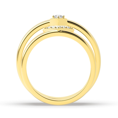 4 Prong Round Yellow Gold Couple matching band Couples Engagement Rings
