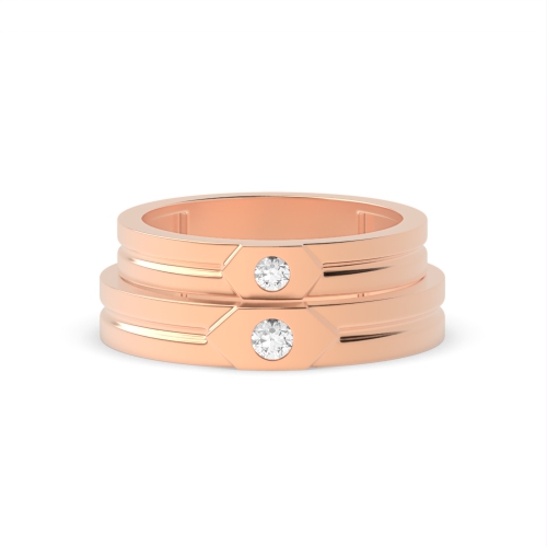 Bezel Setting Round Rose Gold Luxe Couples Engagement Rings