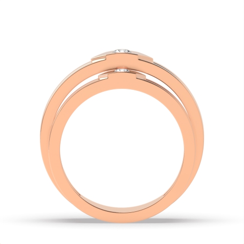 Bezel Setting Round Rose Gold Luxe Couples Engagement Rings